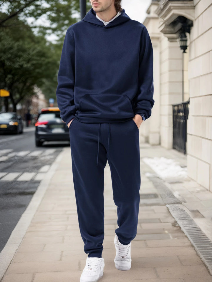 Men's Autumn and Winter Solid Color  Pants Two-piece Set Casual Sportswear Men's Tracksuit
