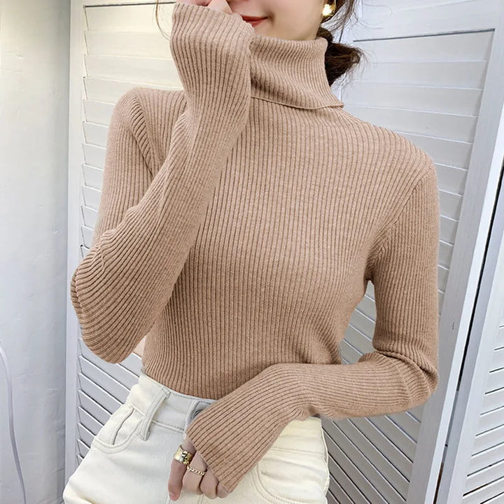 Women's Cashmere Turtleneck Sweater Soft Knit Autumn Winter Top-HighTouch