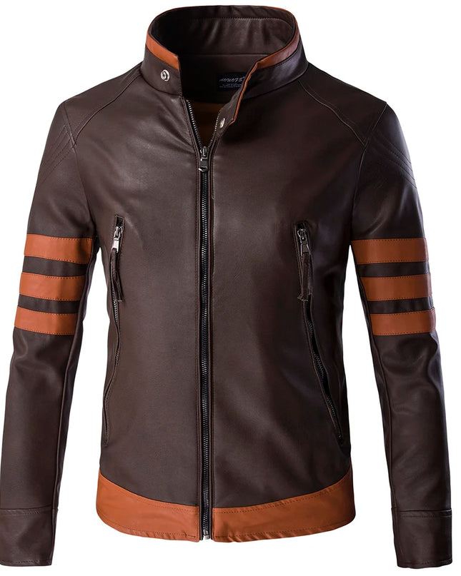 Men's Logan Wolverine Style PU Leather Bomber Jacket