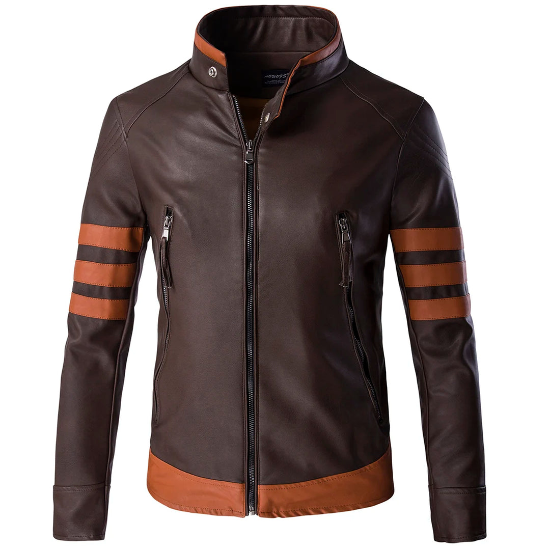 Men's Logan Wolverine Style PU Leather Bomber Jacket-HighTouch