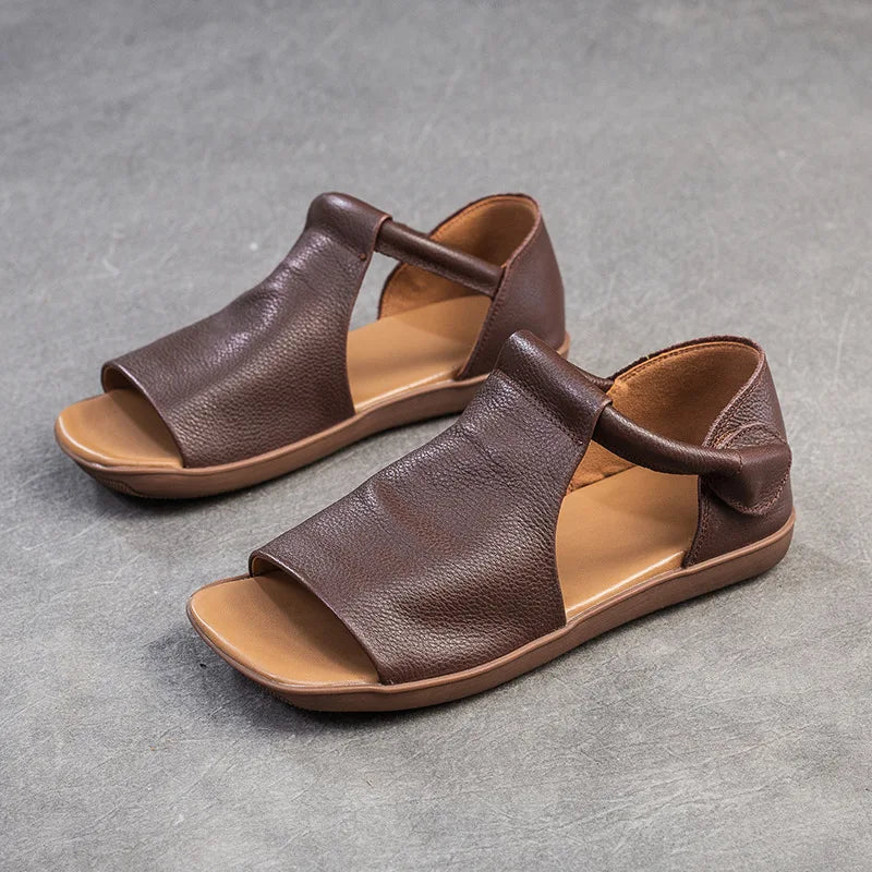 Women’s Retro Fish-Mouth Flat Sandals Casual Summer Slip-On Shoes-HighTouch