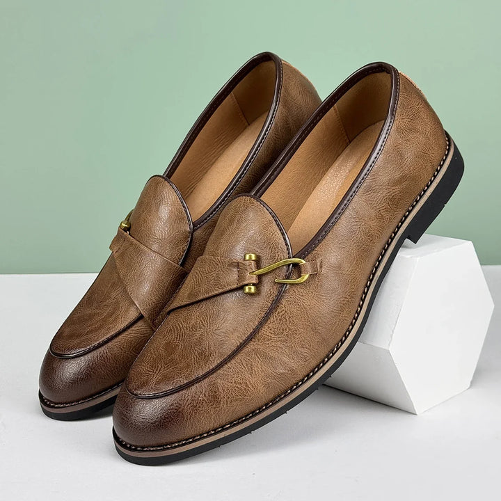 Men's Leather Bit Loafers | Classic Horsebit Dress Slip-On Shoes