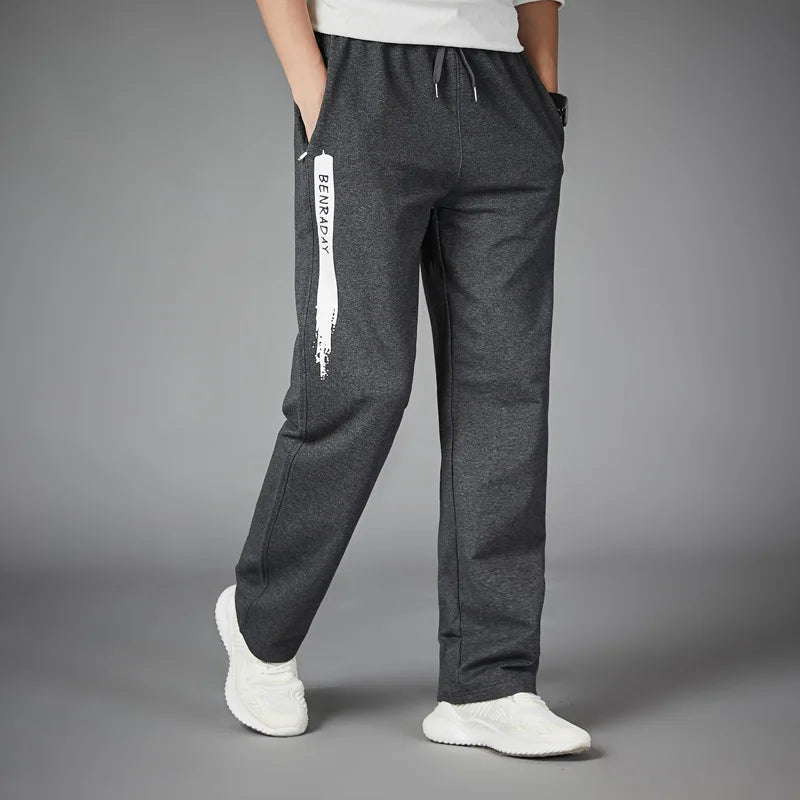 Loose Fit Men’s Straight-Leg Stripe Running Sweatpants-HighTouch