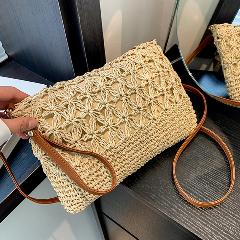 Stylish Straw Crossbody Bag – Woven Shoulder Purse