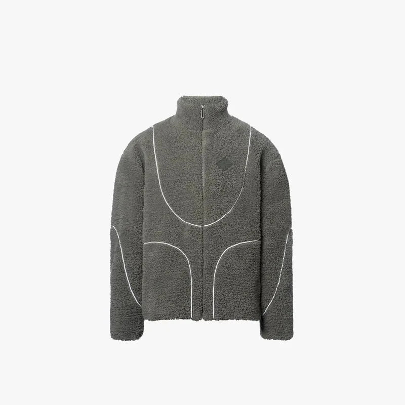 Unisex Color-Blocked Stand-Collar Fleece Jacket – Y2K Streetwear-HighTouch