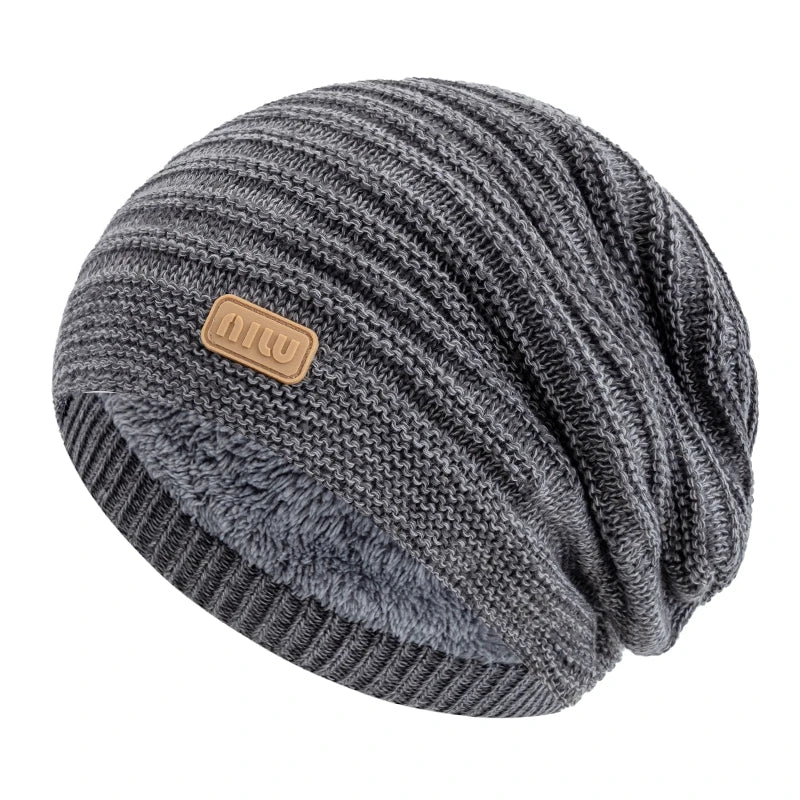 Unisex Striped Slouchy Winter Beanie-HighTouch