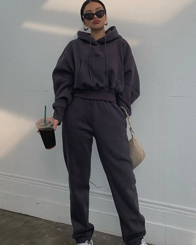 Women’s Fleece Tracksuit Set – Soft Hoodie & Jogger Pants for Cozy Style