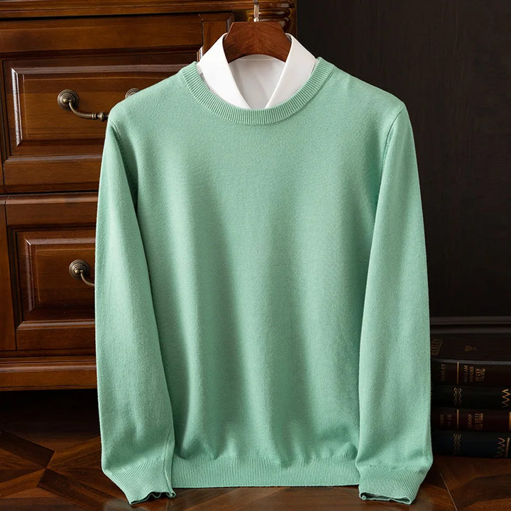 Men’s Merino Wool Sweater Premium Long Sleeve Knit Pullover-HighTouch