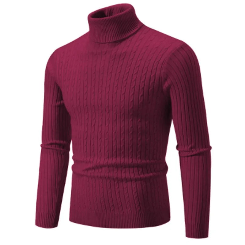 Men’s High-Neck Knitted Pullover Sweater