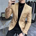 Men’s Slim Fit Suede Blazer-HighTouch