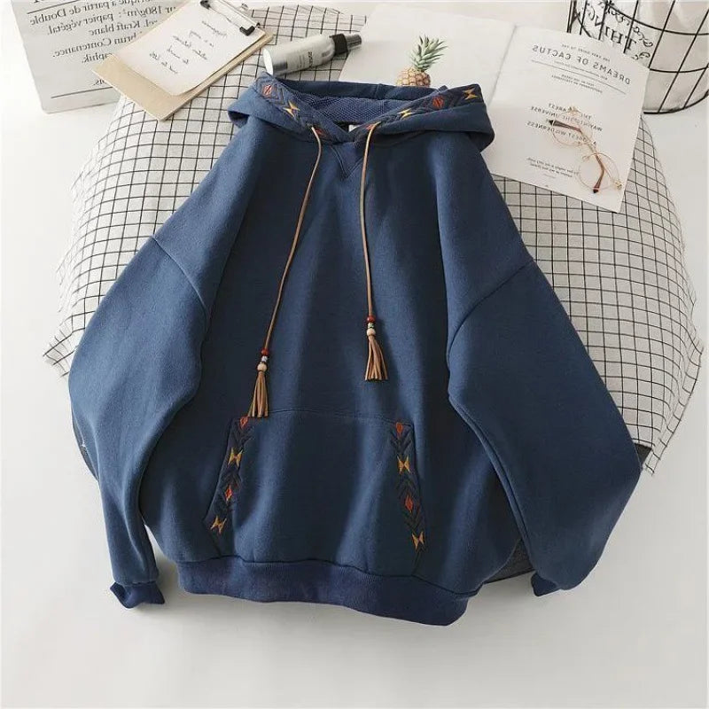 Fleece-Lined Oversized Cotton Hoodie – Cozy Lazy-Style  Trendy