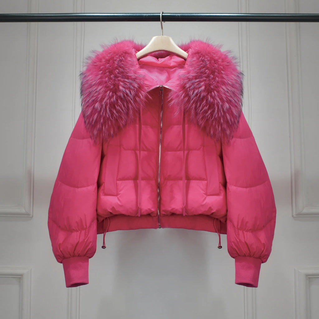 Short White Duck Down Parka Women-HighTouch
