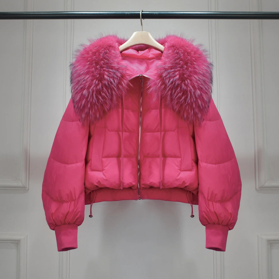 Short White Duck Down Parka Women-HighTouch