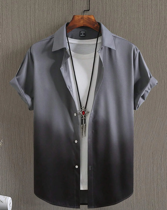 Men’s Gradient 3D Print Short Sleeve Shirt