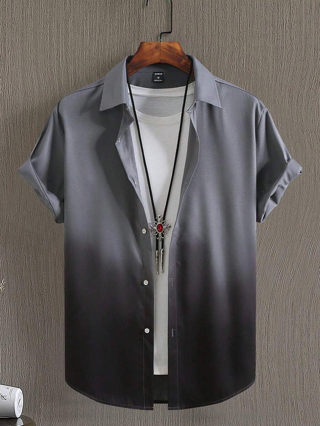 Men’s Gradient 3D Print Short Sleeve Shirt-HighTouch