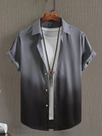 Men’s Gradient 3D Print Short Sleeve Shirt-HighTouch