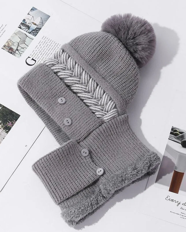 Plush Fur-Lined Pompom Hat