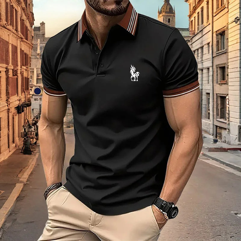 Lightweight Men’s Summer Polo – Breathable, Button-Collar Casual Top