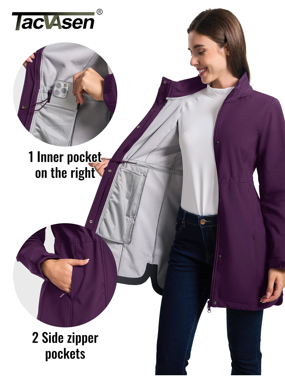 Waterproof Long Hooded Softshell Parka Women