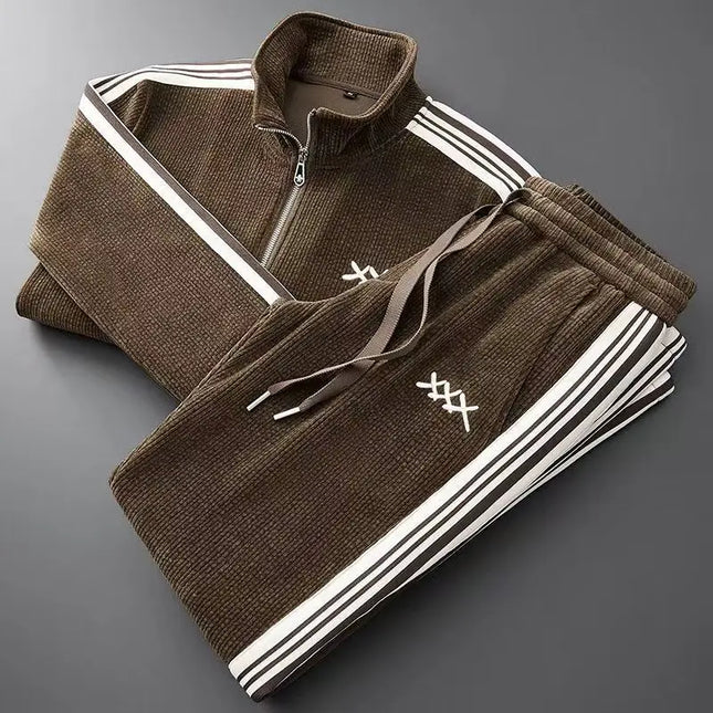 Men’s Warm Zip-Up Sports Set – Two-Piece Jacket & Pants