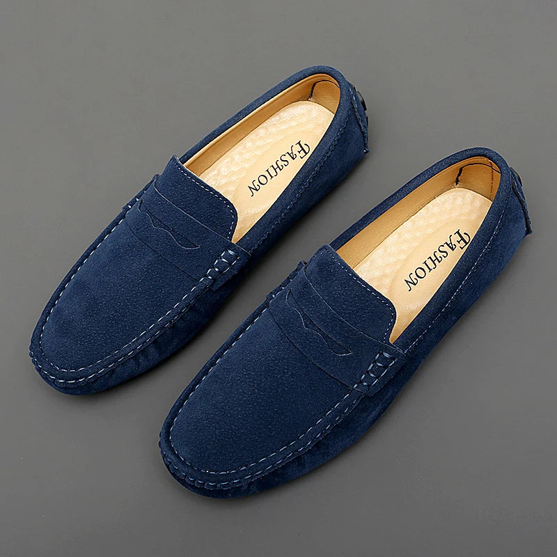 Soft Suede & Leather Slip-On Loafers