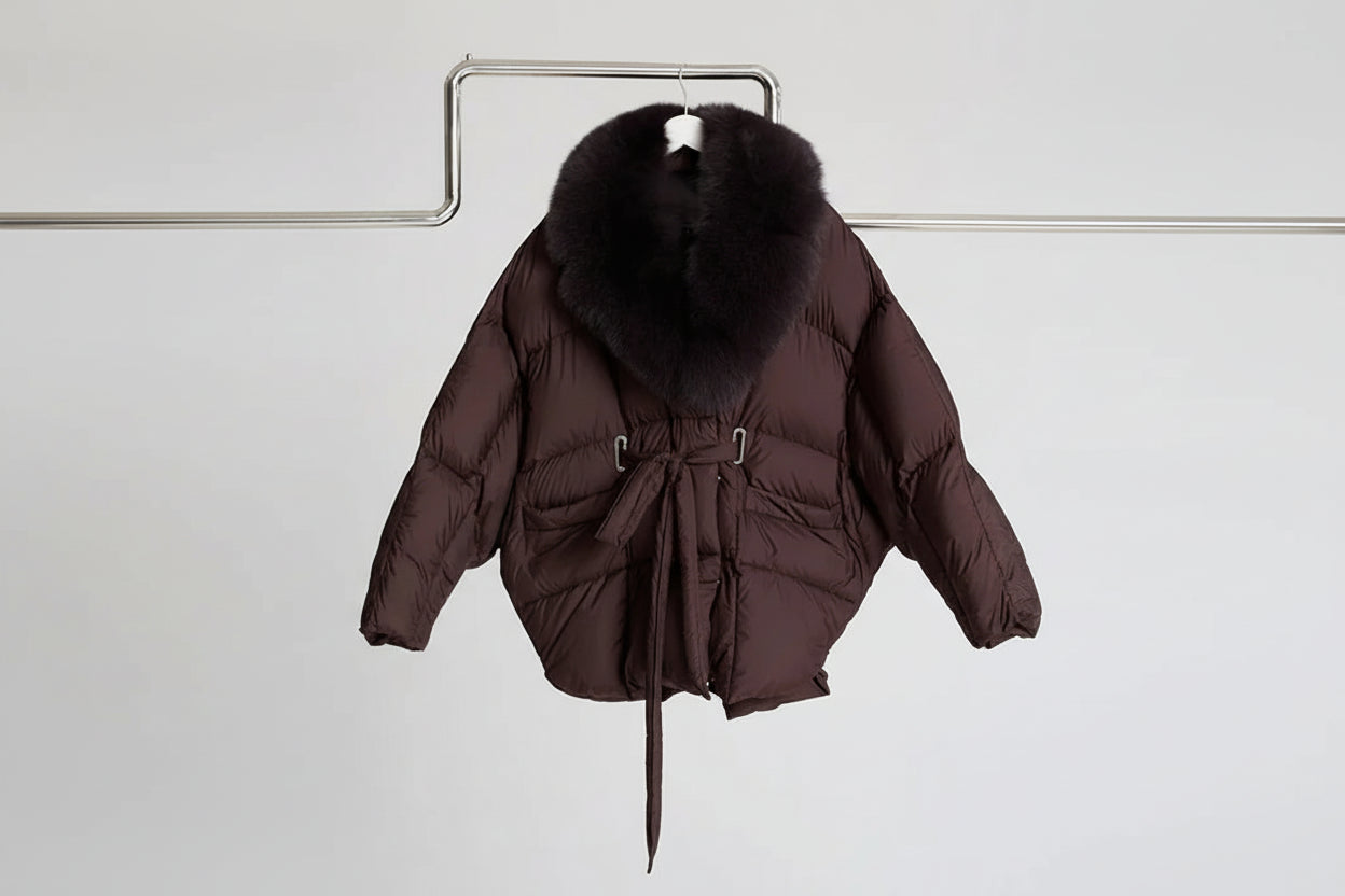 Women’s Faux Fur Collar Coat – Chic Batwing Sleeve Streetwear Jacket-HighTouch