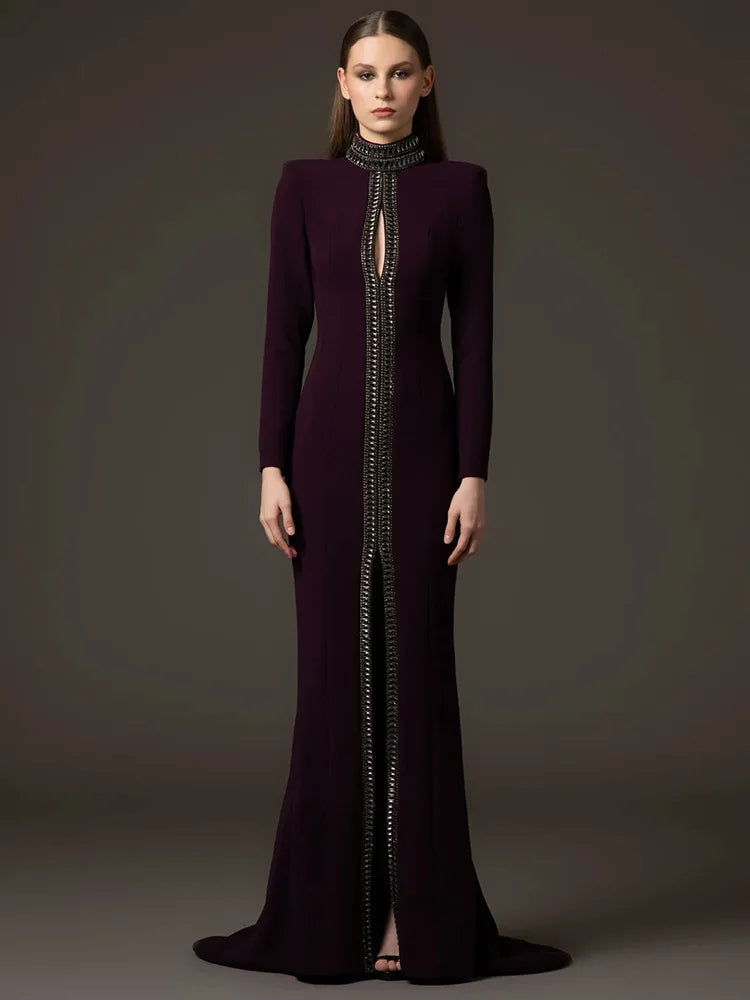 Beaded Diamond Maxi Dress