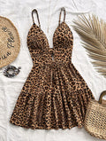 Leopard Print Backless Camisole Mini Dress – 4‑Color Summer Style-HighTouch