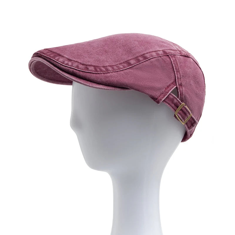 Vintage Cotton Beret / Flat Visor Cap – Unisex Adjustable Style