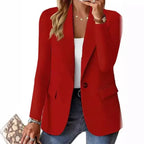 Women’s Casual Solid Blazer – Long Sleeve Turn-Down Collar Suit Coat-HighTouch