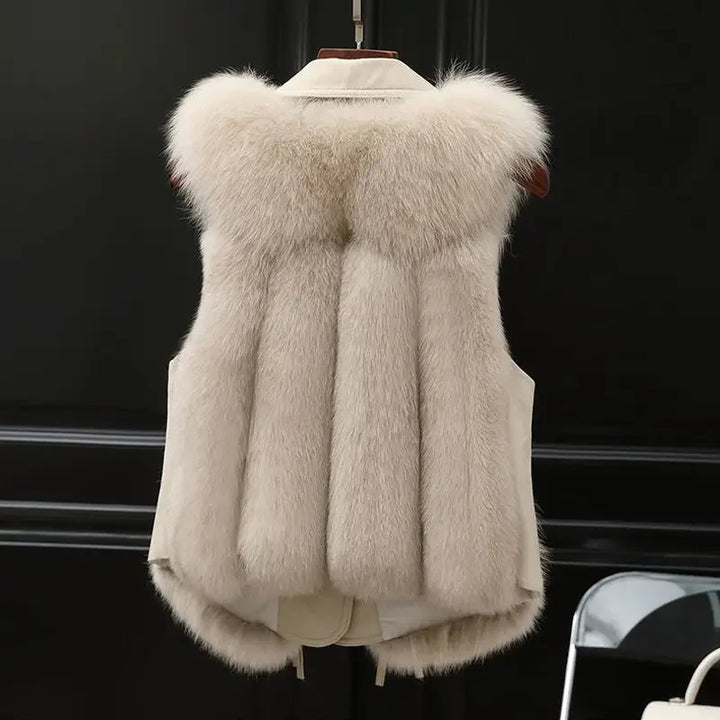 Women’s Faux Fur Vest with Oversized Lapel