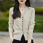 Soft Knit V-Neck Cardigan Sweater for Women-HighTouch