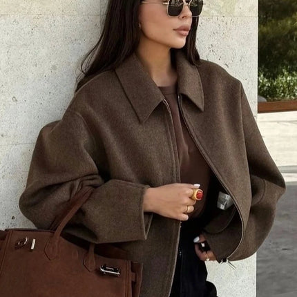 Vintage Brown Wool Zip Jacket