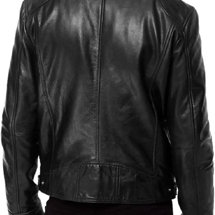 Slim Fit PU Stand Collar Jacket – Autumn Motorcycle Coat for Men