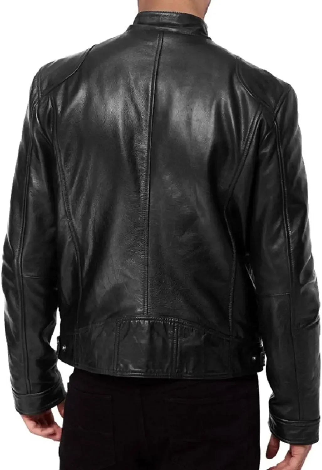 Slim Fit PU Stand Collar Jacket – Autumn Motorcycle Coat for Men-HighTouch