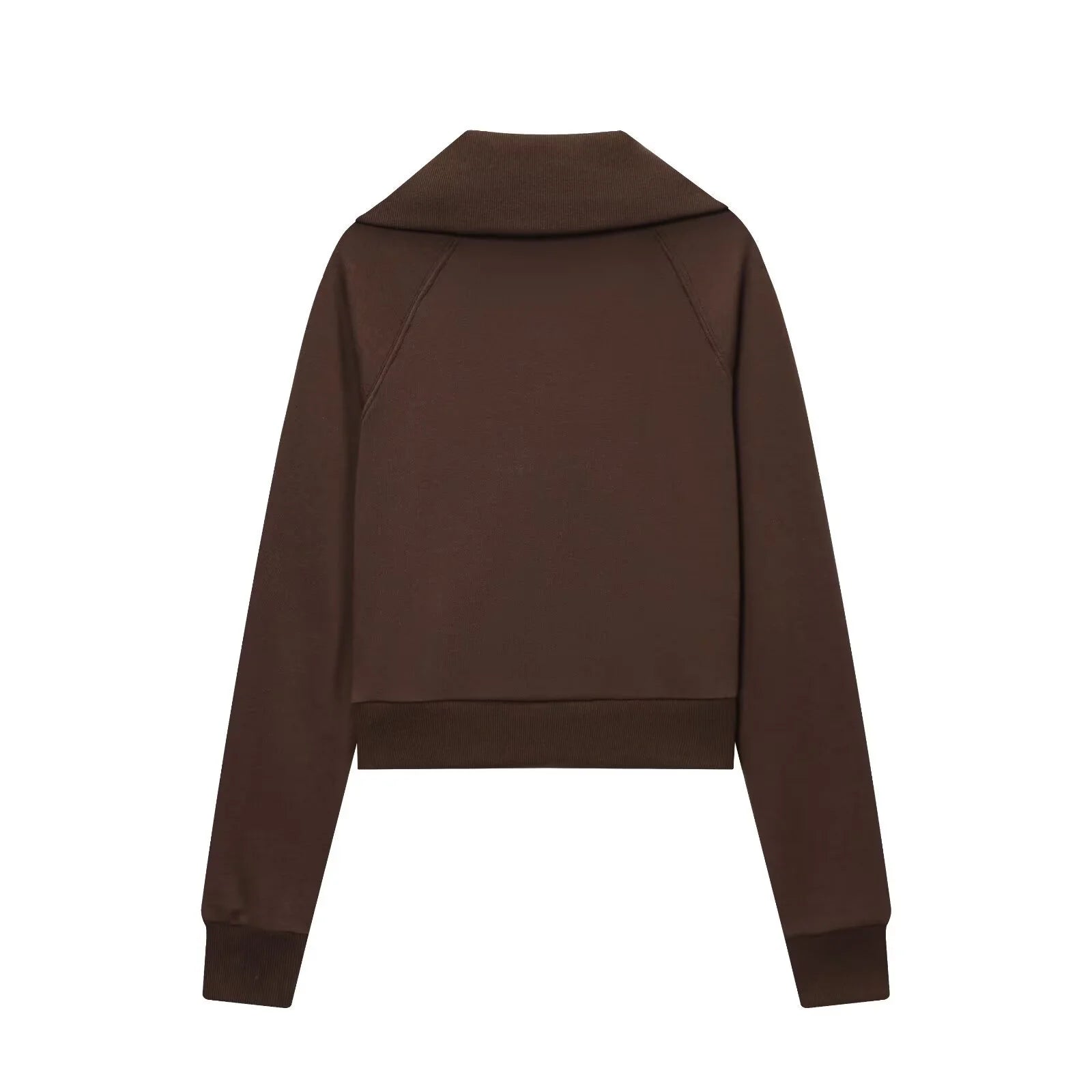 2025 Herfst Nieuwe Dames Informele Revers Lange Mouwen Rits Fleece Jas + Hoge Taille Badstof Uitlopende Broek