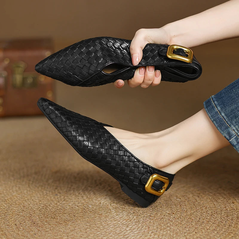 Genuine Horsehair & Leather Women’s Pointed Toe Flats