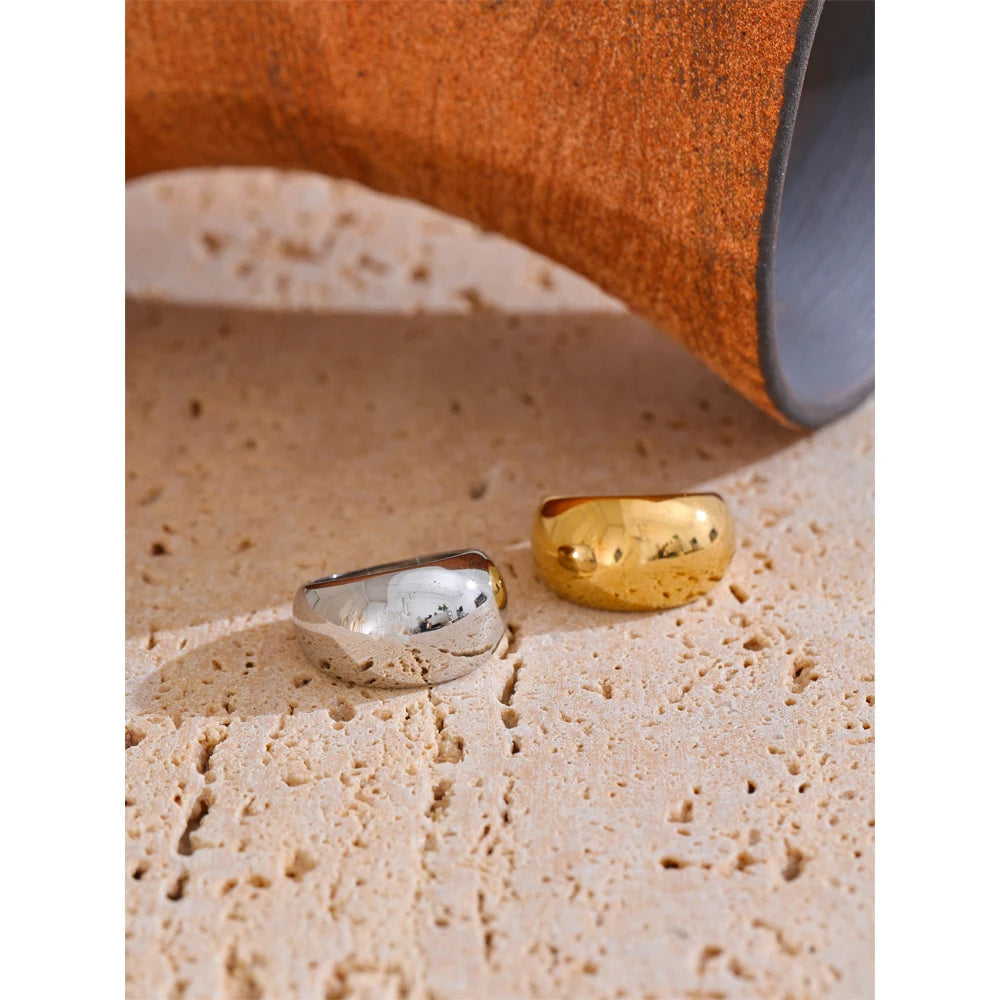 Textured Thick Stainless Steel Ring – 18K PVD Gold Plated-HighTouch