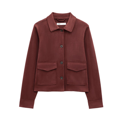 Women's Winter Zipper Jacket - Elegant Short Street Coat with Pocket