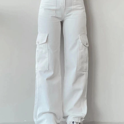 Vintage Y2K Beige Cargo Parachute Pants – Wide-Leg Techwear Joggers Unisex