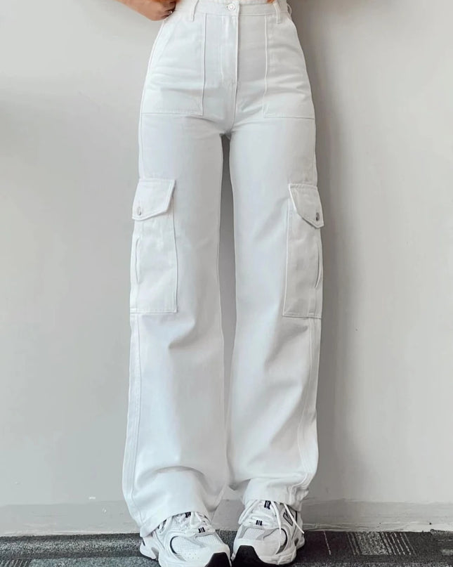 Vintage Y2K Beige Cargo Parachute Pants – Wide-Leg Techwear Joggers Unisex