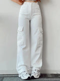 Vintage Y2K Beige Cargo Parachute Pants – Wide-Leg Techwear Joggers Unisex-HighTouch