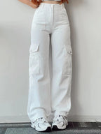 Vintage Y2K Beige Cargo Parachute Pants – Wide-Leg Techwear Joggers Unisex-HighTouch