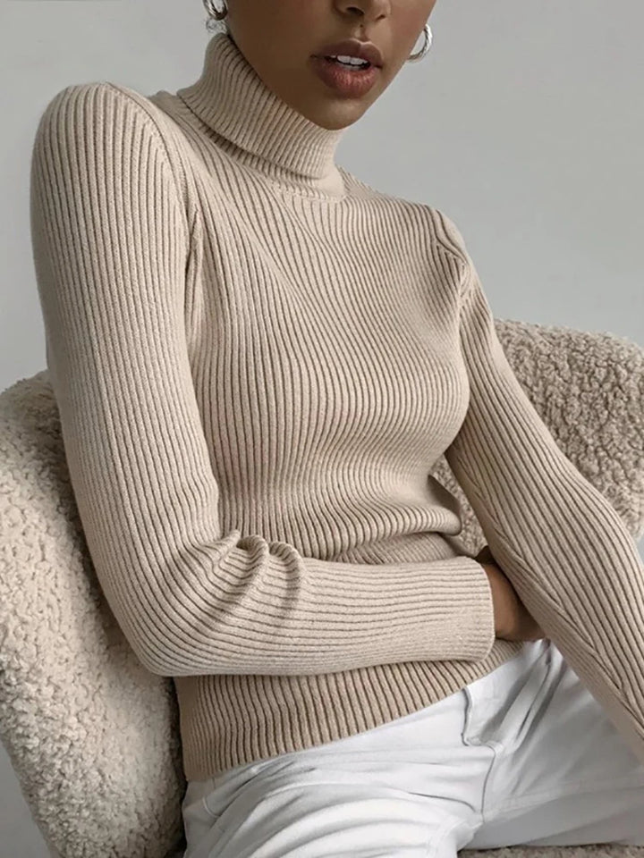 Women's Cashmere Turtleneck Sweater Soft Knit Autumn Winter Top-HighTouch