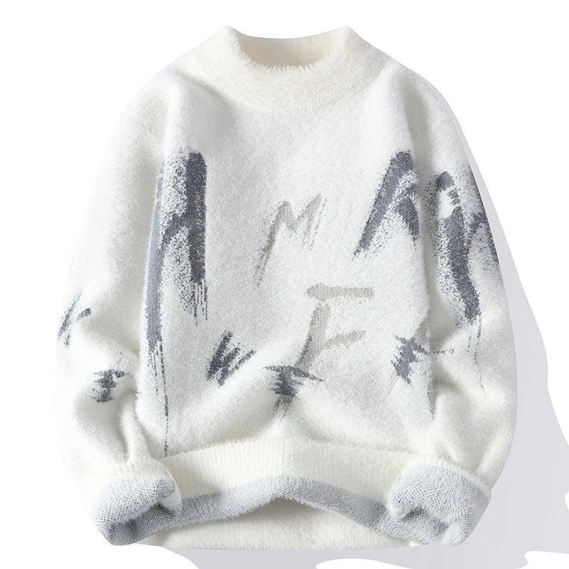 Men's Oversized Graphic Riddle Sweater – Warm Winter Jumper