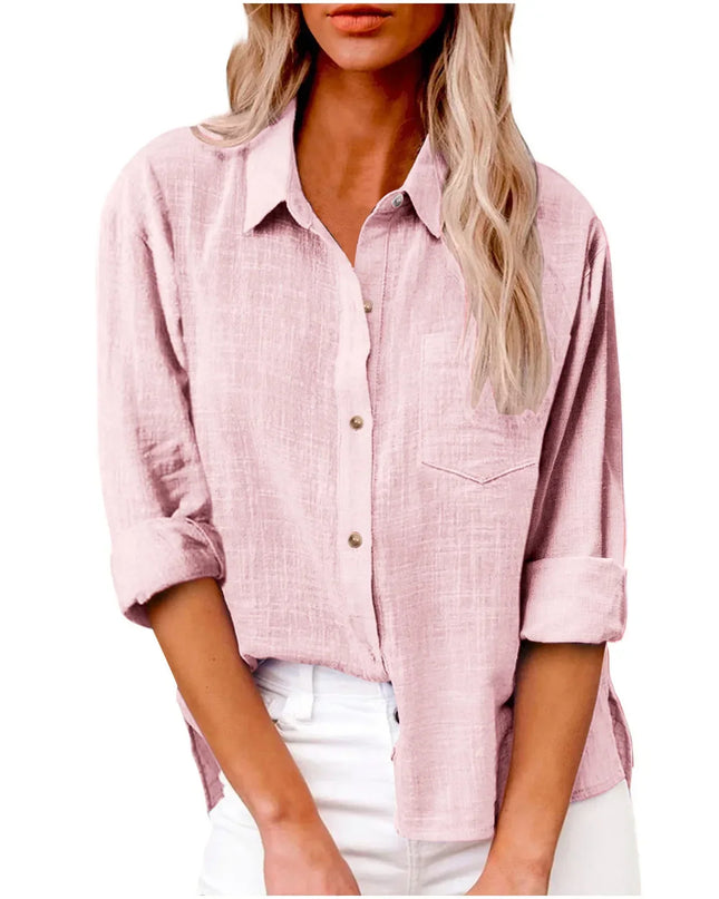 Women’s Long Sleeve Cotton-Linen Shirt