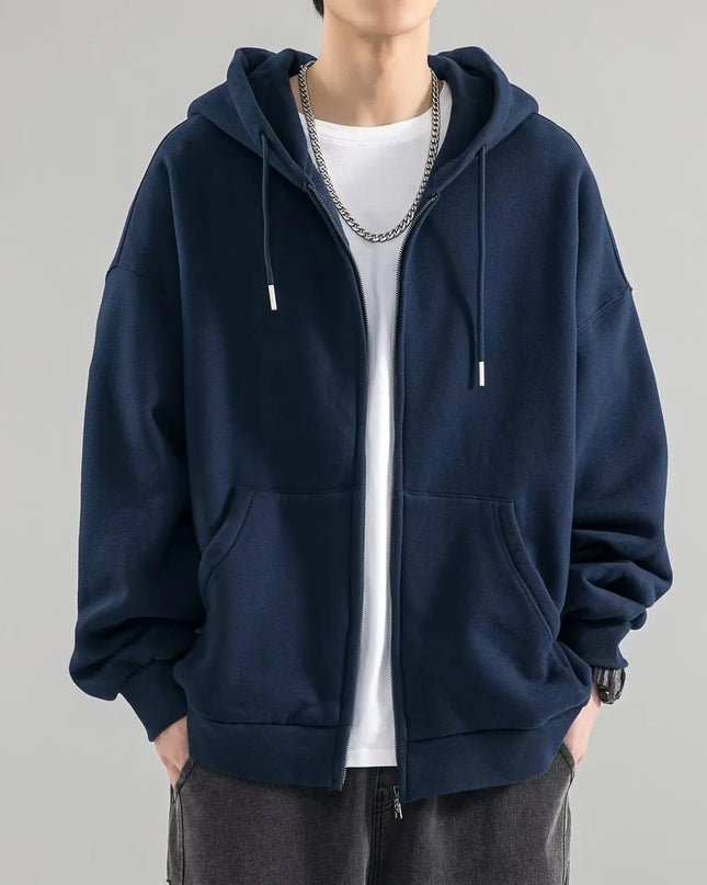 Men’s Zip-Up Hoodies Cardigan – Loose Fit