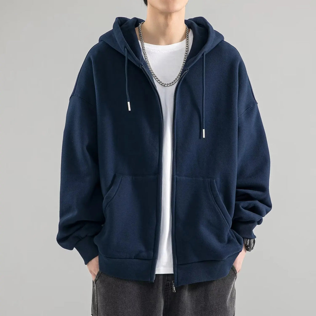 Men’s Zip-Up Hoodies Cardigan – Loose Fit