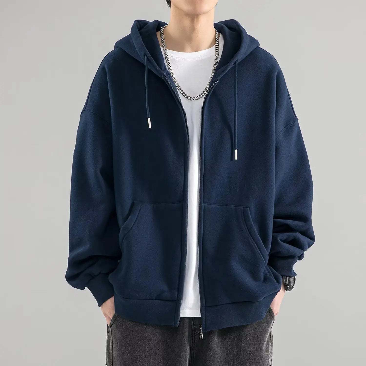 Men’s Zip-Up Hoodies Cardigan – Loose Fit