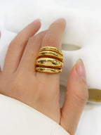 Gold Colour Dome Ring hunky Statement Ring UK-HighTouch